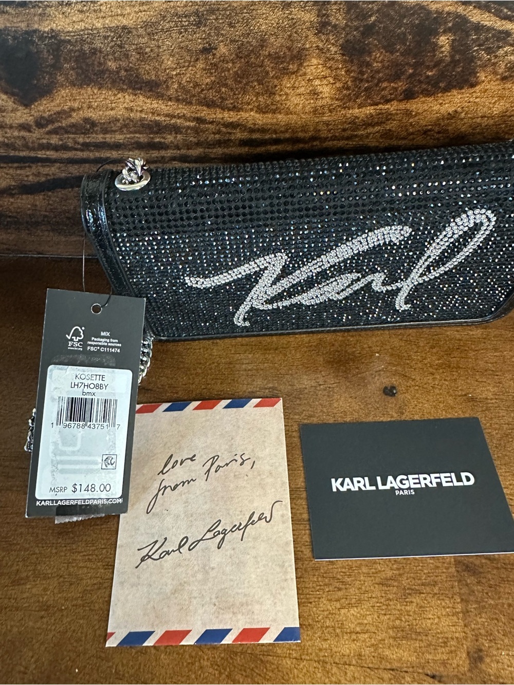 Karl Lagerfeld NWT $148 MSRP Kosette Crystal Crossbody Bag - Picture 6 of 10